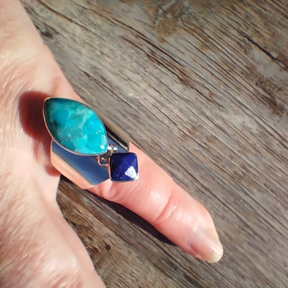 Jay King DTR mine finds turquoise Lapis ring size 9 sterling Silver 925 - Picture 9 of 9